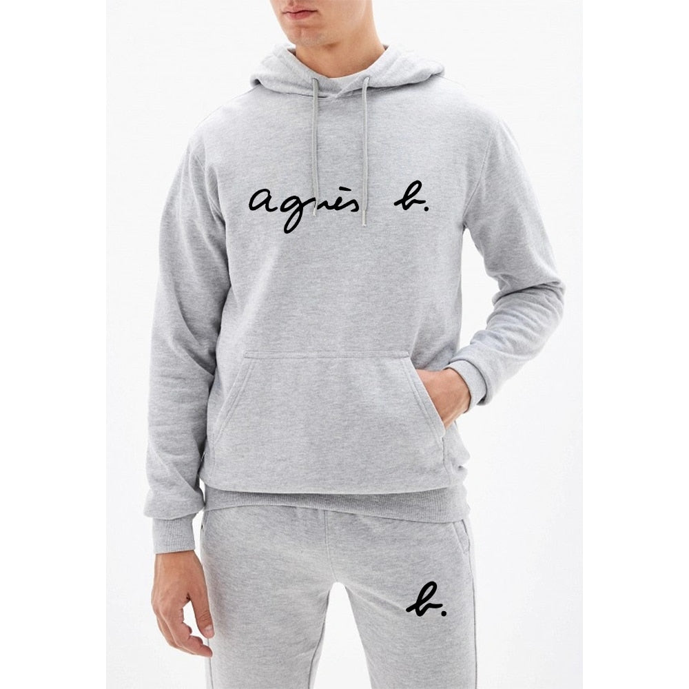 Hoodie Set Women Men Letter Printed Tracksuits Fleece Autumn Winter Hoodies and Pants Pullover Sport Sweatshirt Brand Clothing