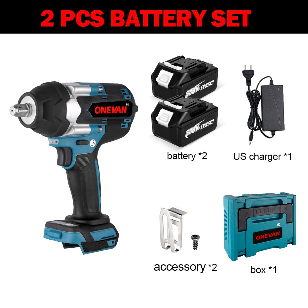 ONEVAN 1800N.M Torque Brushless Electric Wrench 1/2 Inch  Cordless Impact Wrench DTW700 Power Tool For Makita 18V Battery