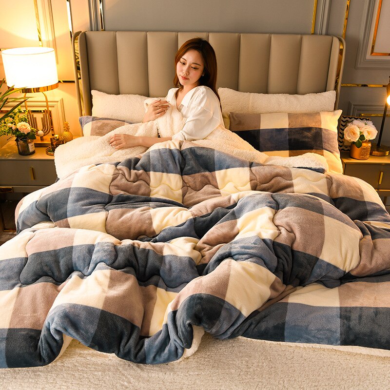 Deodar Winter Thicken Comforter Microfiber Filled Milk Cashmere Berber Fleece Double-sided Skin-friendly Breathable Warm Quilt