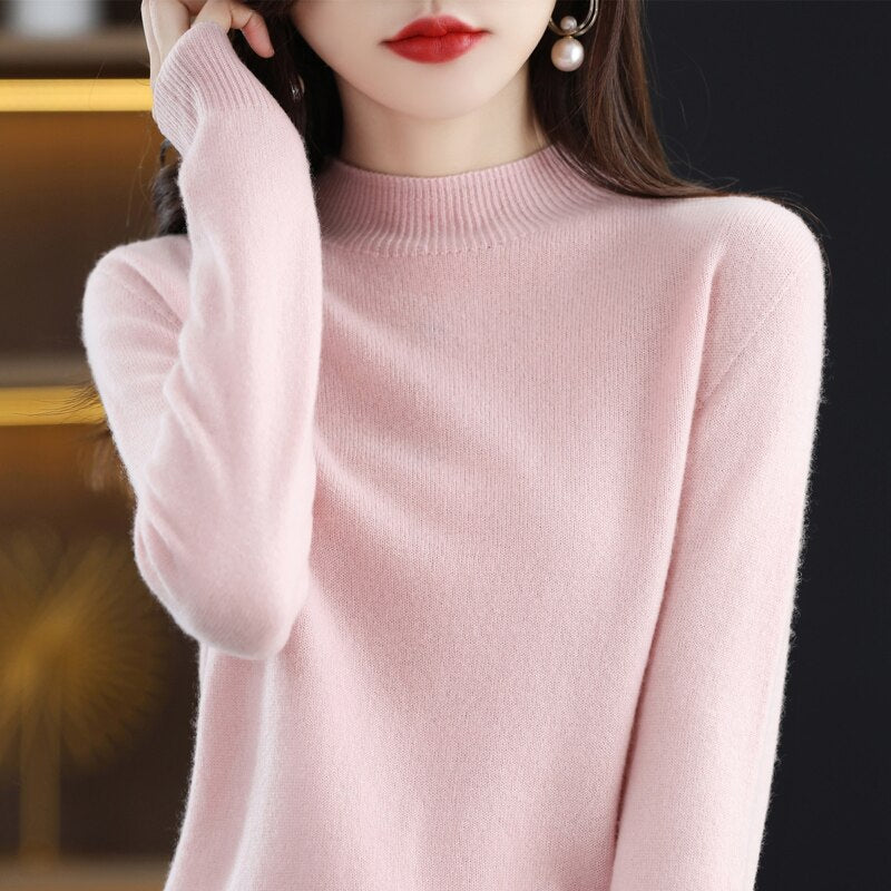 Winter 2023 Top Women Line Ready-to-wear Half Turtleneck Free Shipping South Korean Fashion Pullover Winter Lady