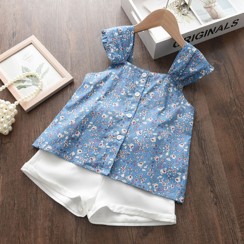 Kids Girls Clothing Sets Summer New Style Brand  Baby Girls Clothes short Sleeve T-Shirt+Pant Dress 2Pcs Children Clothes Suits
