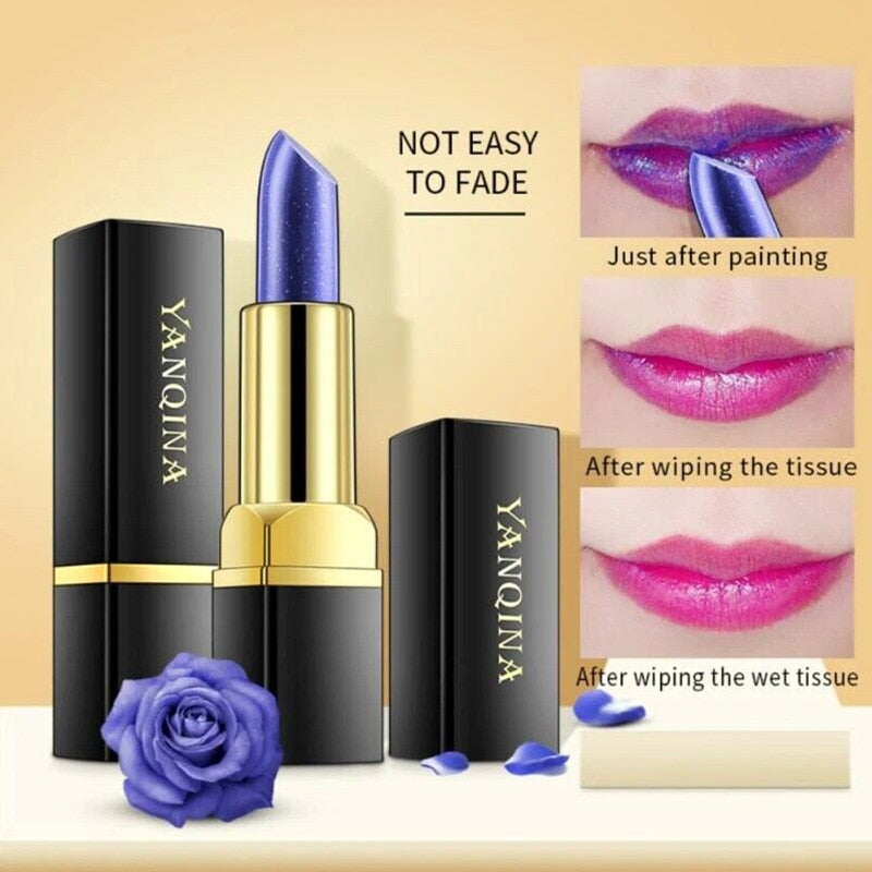 Lip Balm Blue Rose Lipstick Waterproof Temperature Color Changing Moisturizing Base Makeup Long Lasting Natural Beauty