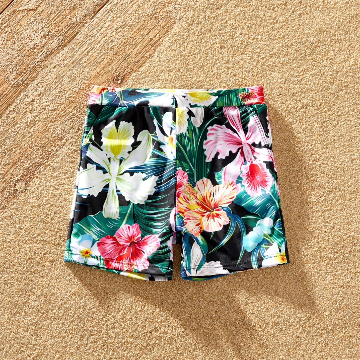 PatPat Family Matching Allover Floral Print Swim Trunks Shorts and Spaghetti Strap One-Piece Swimsuit