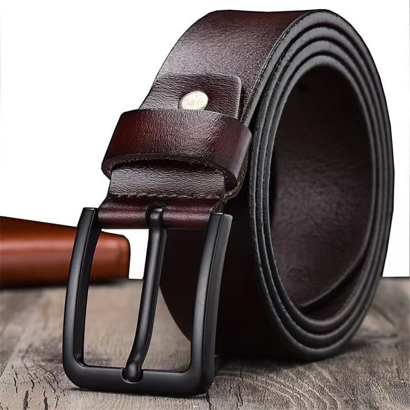 125CM  Whole Cow Genuine Leather Luxury Strap Male Belts For Men Fashion Classice Vintage Pin Buckle Leather Jeans Men Belt