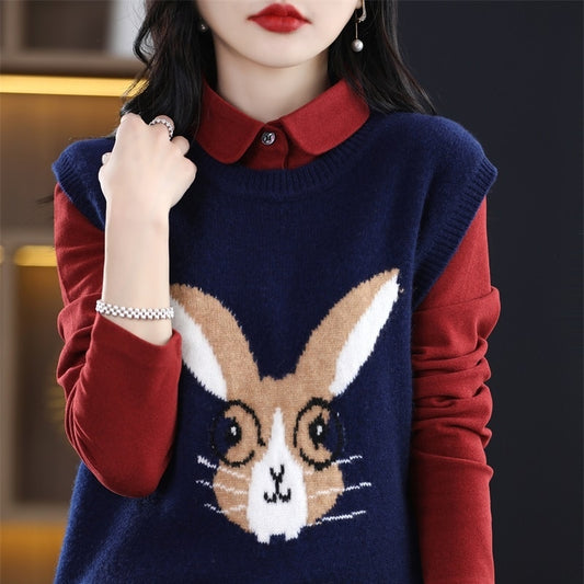 2023 Year Of The Rabbit Pullover Vest Women&#39;s Christmas New Year Red Spring Festival This Life Year Wool Vest Free Of Charge