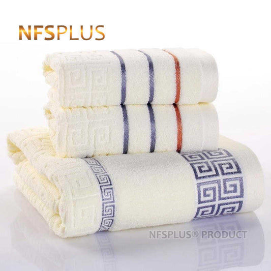 3 Pack Towel Set 100% Cotton 70x140cm Bath Towel and 2 Face Hand Towel Super Soft Absorbent Terry Washcloth For Adults