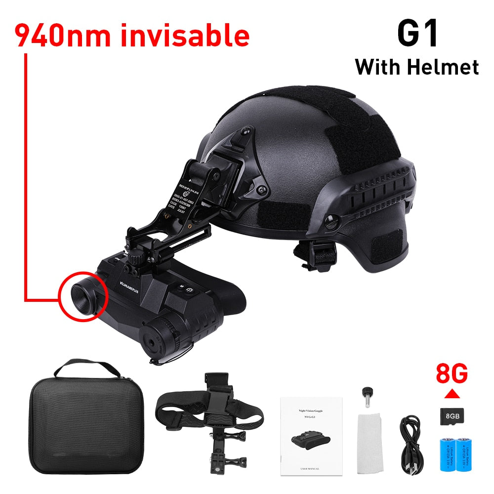 ISHARE NV8000 Helmet 3D Night Vision Goggles IR 1080p HD infrared NV Binocular Naked Eye 3D Helmet Eyepiece Head Mount Darkness