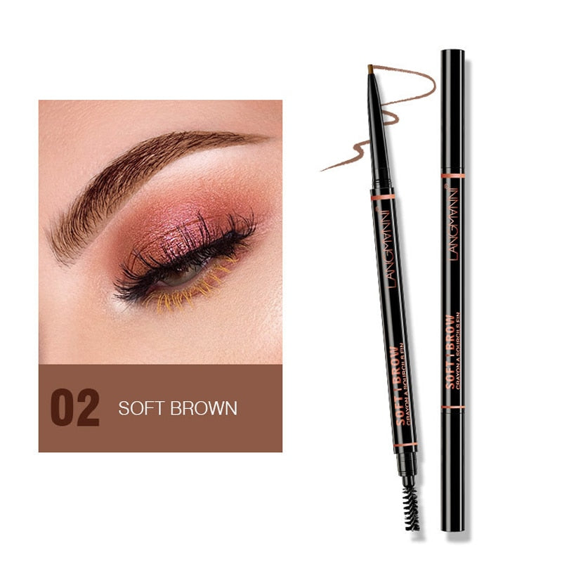 Waterproof Eyebrow Tattoo Pen Brow Enhancer Automatic Rotation Double Head Eye Makeup Natural Long-Lasting