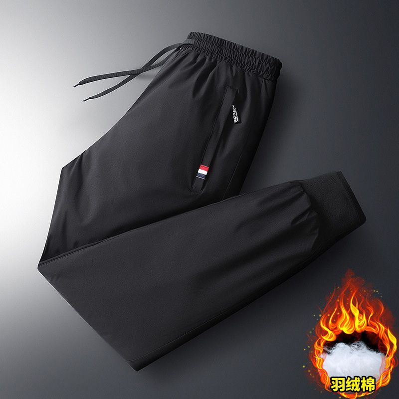 Men&#39;s Casual Cotton-padded Trousers Men Solid Thick Warm Pants Water Proof Comfortable Black Cargo Pant Joggers Plus Size 5XL