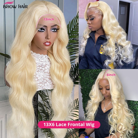 613 Blonde Full Lace Human Hair Wigs Body Wave Blonde Lace Front Wig Human Hair 30 inch 13x6 HD Transparent Lace Frontal Wig