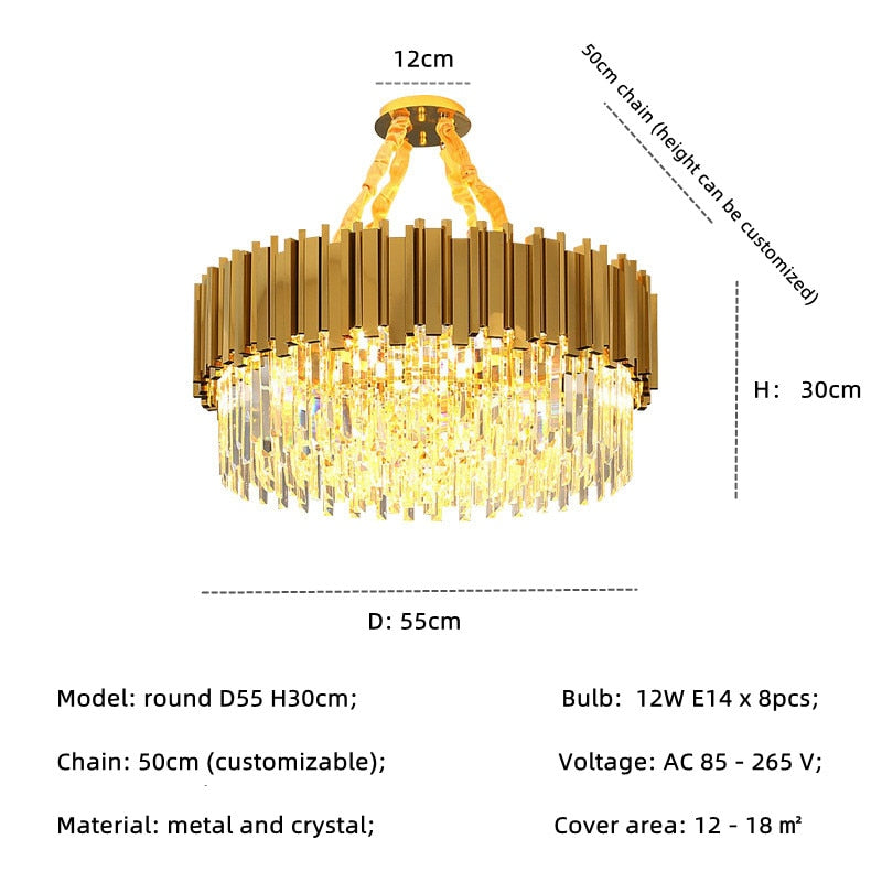 Modern Luxury Shiny Gold E14 Led Pendant Lights Dining Room Lustre Crystal Led Droplight Indoor Lighting Suspend Lamp Fixtures