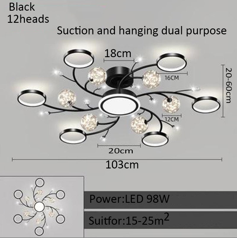 Living Room Modern Chandelier Light Luxury Starry LED Bedroom Ceiling Lamp Nordic Minimalist Restaurant Interior Decoration Lamp