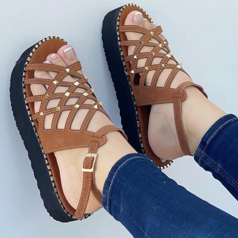 Women Sandals 2022 New Shoes Pointed Toe Buckle Strap Women&#39;s Sandals Thick Bottom Hollow Out Sexy Shoes For Women Footwear