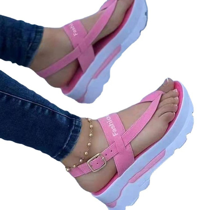 2022 New Sandals Women Summer Wedges Beach Sandals Flip Flops Platform Sandals Outdoor Casual Ladies Plus Size Zapatillas Mujer