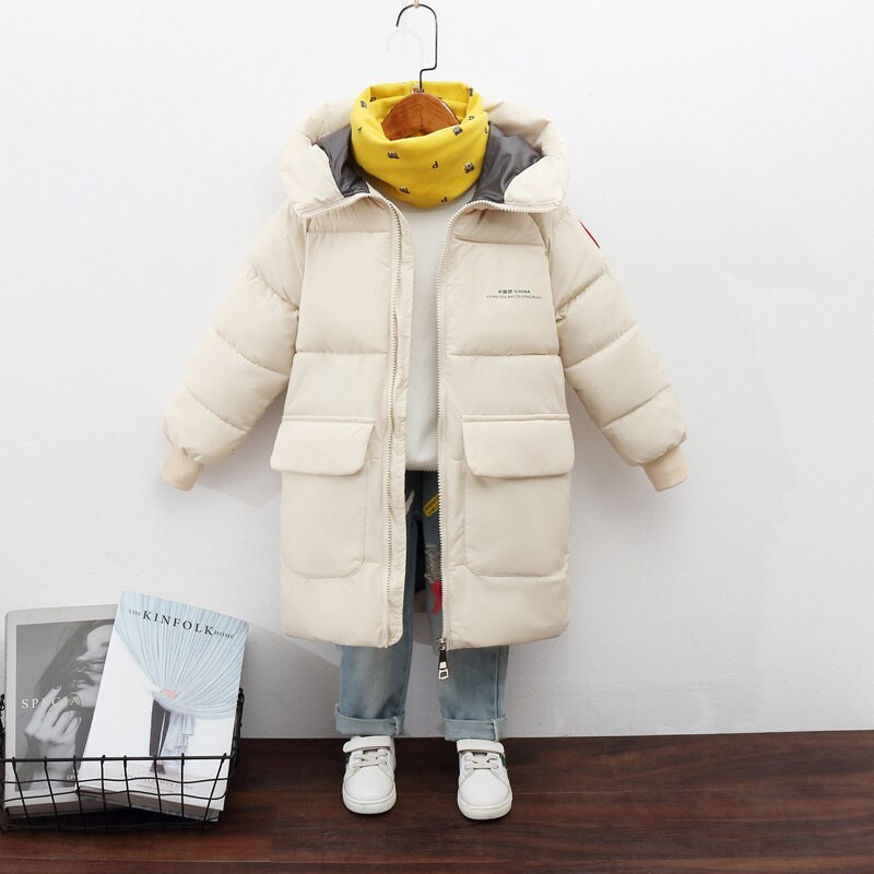 2-12Y Kids Down Long Outerwear Winter Clothes Teen Boys Girls Cotton-Padded Parka Coats Big Children Thicken Warm Cotton Jackets