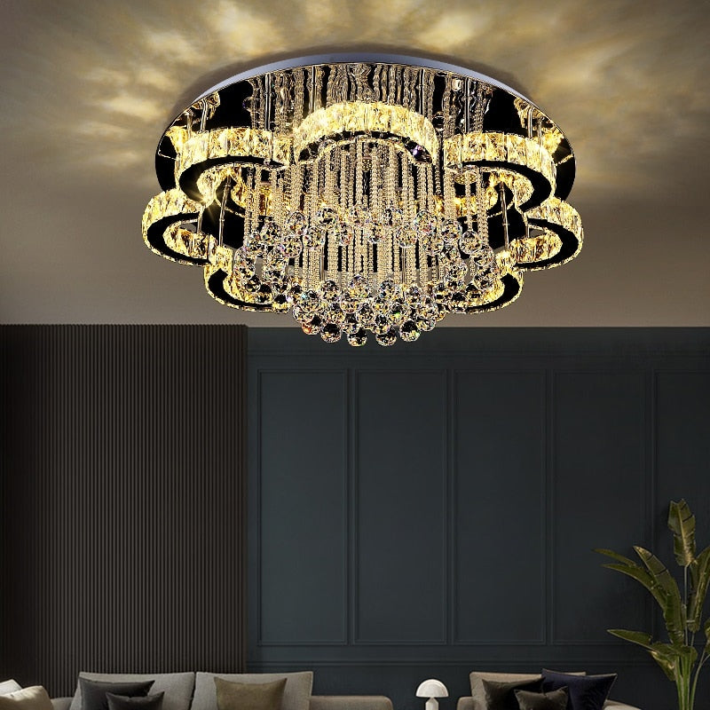 Modern crystal ceiling lights bedroom  luxury silver ceiling light living room led Ceiling Lamps dining crystal Fixtures kitchen