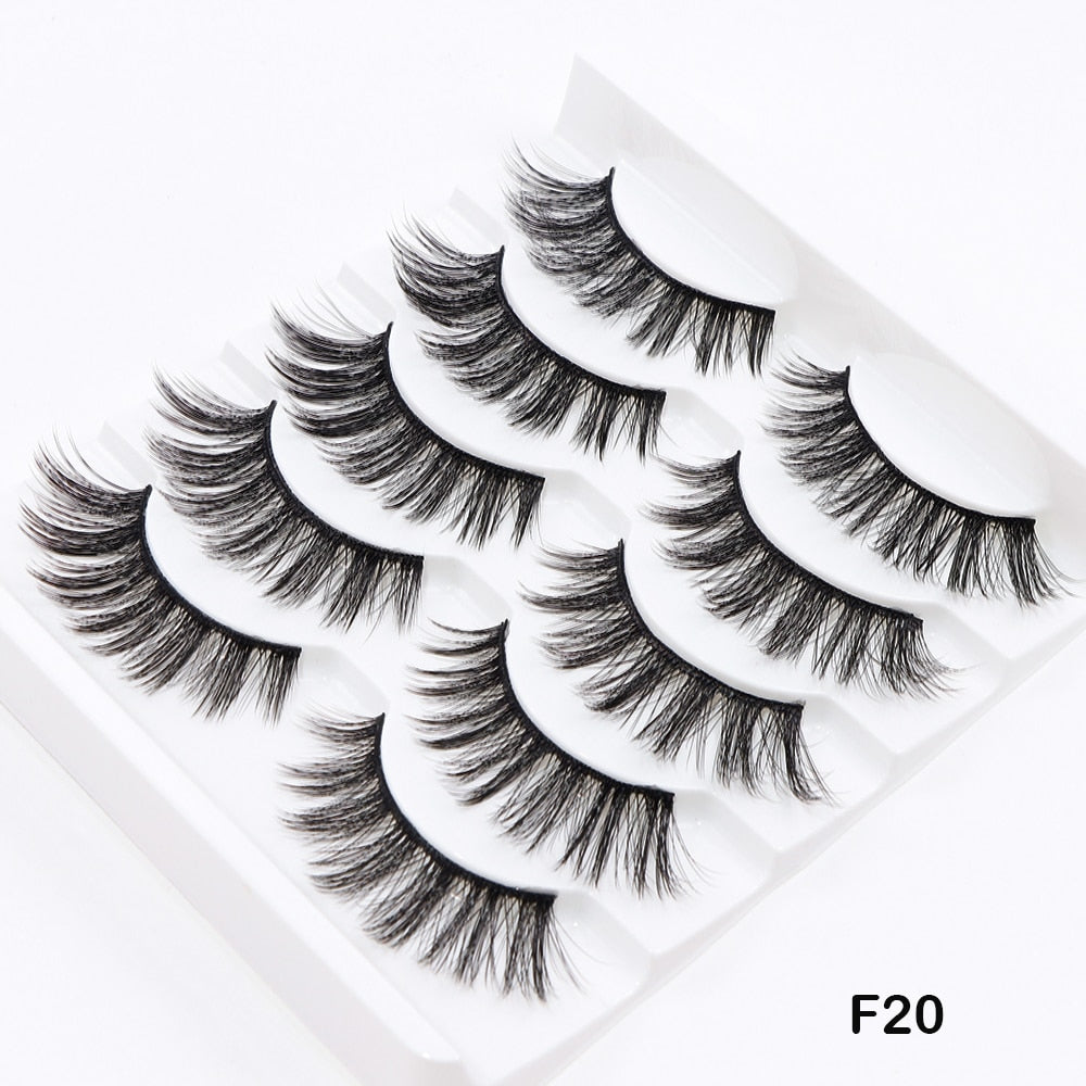 5Pairs Thick Faux 3D Mink Lashes Natural Long False Eyelashes Dramatic Fake Lashes Makeup Handmade Eyelash Extension maquiagem