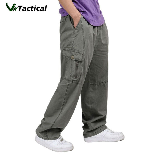 Summer Men Harem Cargo Pants Big Tall Men Casual Many Pockets Loose Work Pants Male Straight Trousers Plus Size 4XL 5XL 6XL