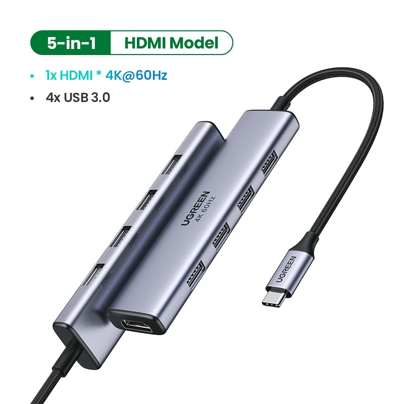 UGREEN USB C HUB 4K 60Hz Type C to HDMI 2.0 RJ45 PD 100W Adapter For Macbook Air Pro iPad Pro M2 M1 PC Accessories USB 3.0 HUB