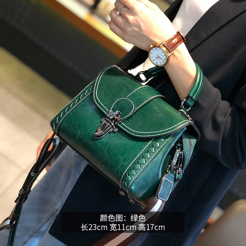 Vintage Retro Shoulder Bags Women Versatile Crossbody Messenger Bag High Quality Grain Cowhide Leather Ladies Casual Handbag