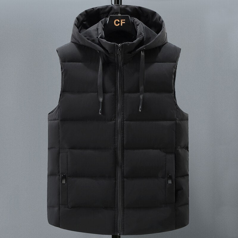 Brand Sleeveless Vest Jacket Men 2022 Autumn Winter Fashion Casual Cotton Padded Coats Male Thick Warm Black Waistcoat