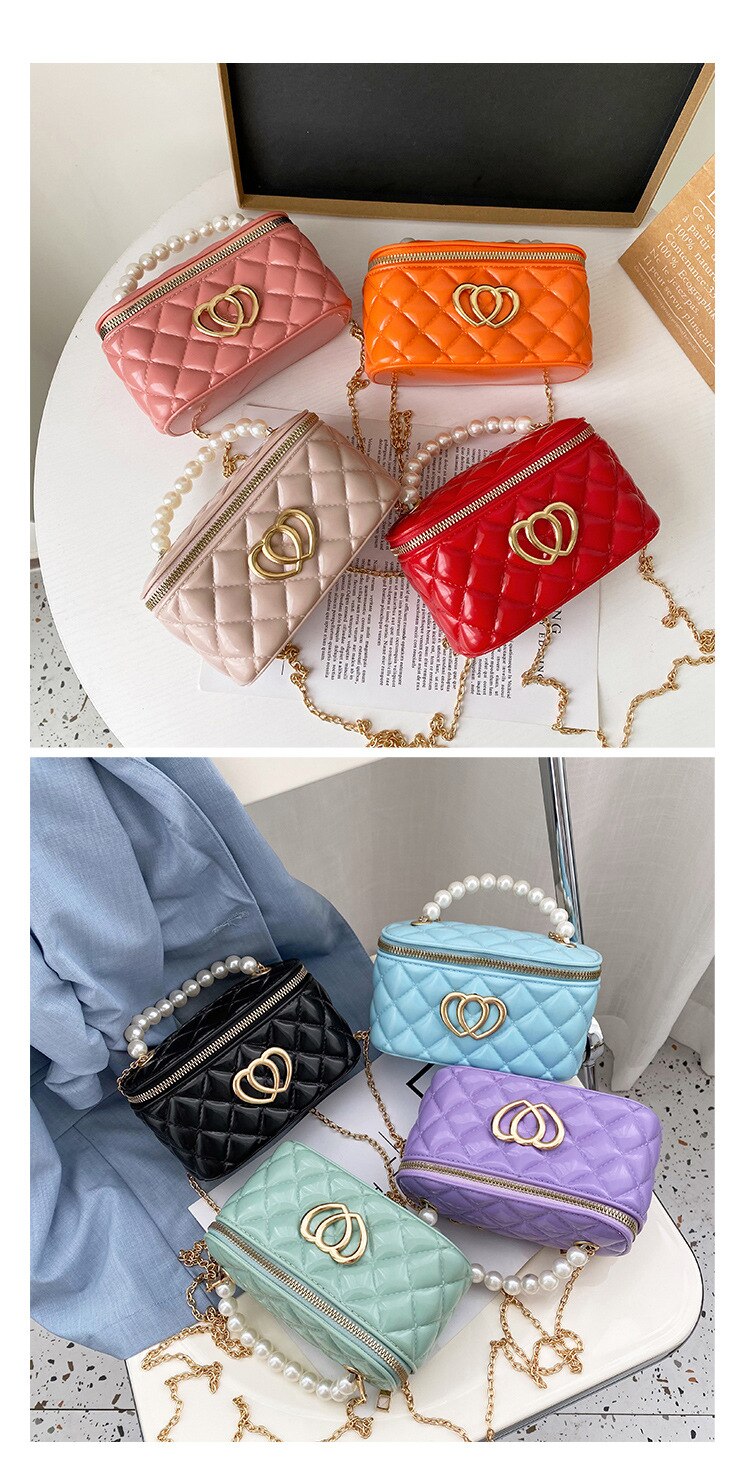 2023 New Shoulder Bag Women&#39;s Rectangular Pearl Hand-held Chain Cosmetic Bag Jelly Bag Mobile Phone Bag Messenger Bag Handbag