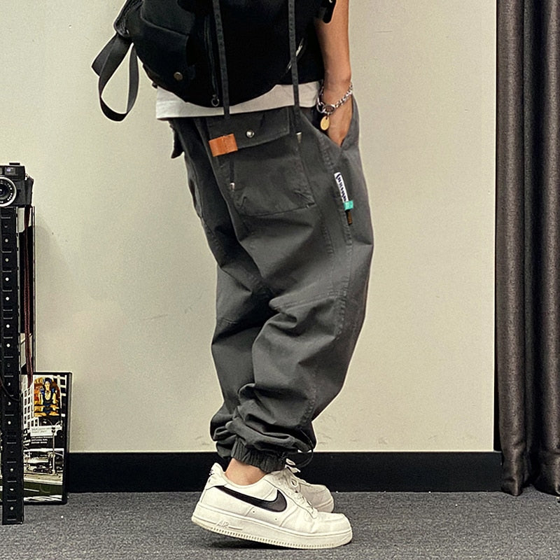 Korean Fashion Streetwear High Quality Casual Cargo Pants Men Clothing Japanese Harajuku Oversized Joggers Baggy Trousers Male