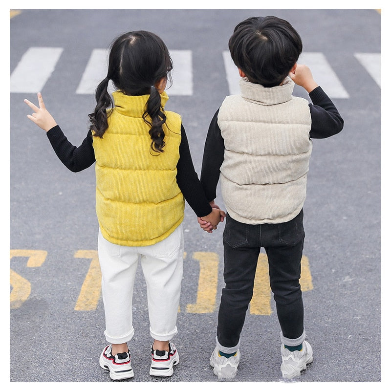 2021 Autumn Children Warm Thicken Vest Baby Cotton Waistcoat Kids Outerwear Coat Children Clothing Boys Girls Brand Jackets Vest