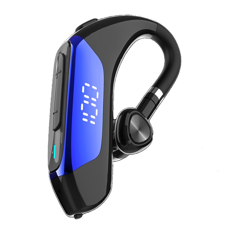 Wireless Bluetooth Earphones Stereo Single Business Ear Hook Headset with LED Display Handsfree Drive Car Headphone with Mic
