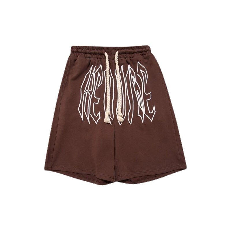Fashion hip-hop high street alphabet print casual shorts men&#39;s loose summer elastic waist drawstring five-point pants
