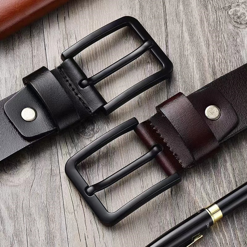 125CM  Whole Cow Genuine Leather Luxury Strap Male Belts For Men Fashion Classice Vintage Pin Buckle Leather Jeans Men Belt