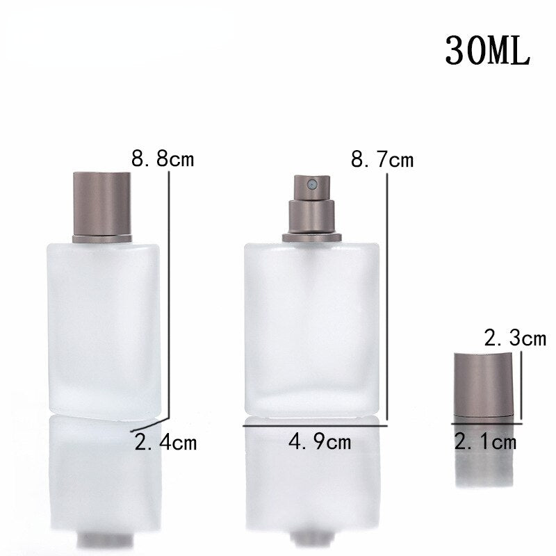 5PCS 30ml 50ML 100ML Portable Frosted Glass Perfume Spray Bottle High-end Perfume Replacement Sub-bottle Press Refillable Bottle