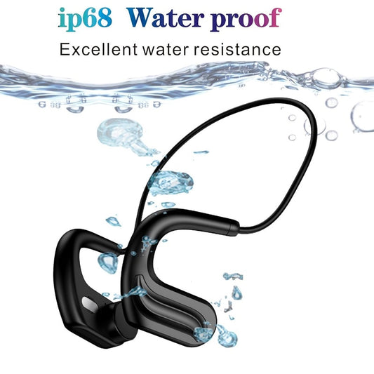 Wireless Bluetooth 5.0 Bone Conduction Earphone IPX8 Waterproof Diving Swimming Headphone Built-in memory 32G Headset With Mic