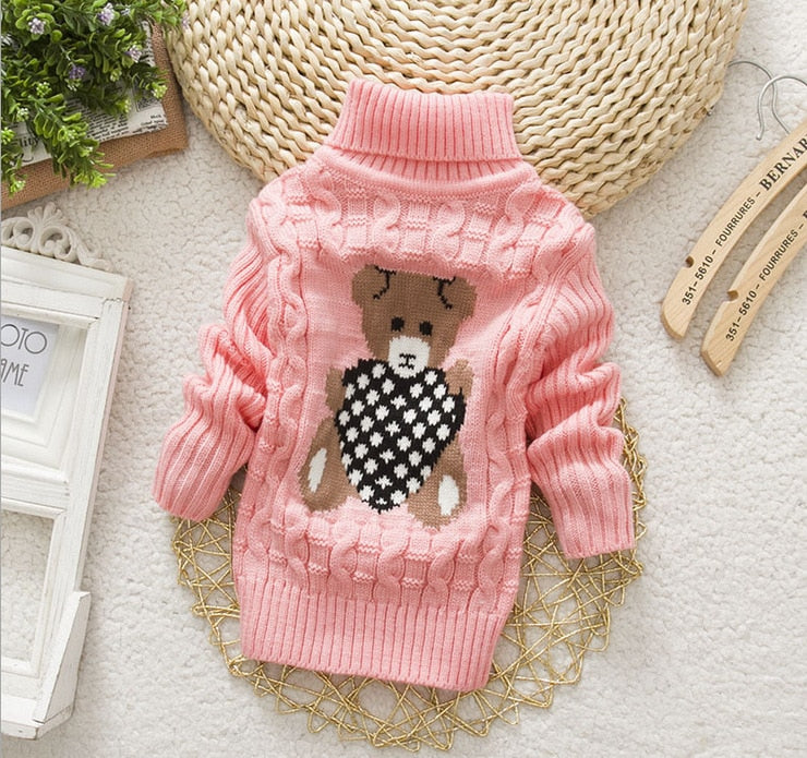 Girls Sweater 2022 Winter Autumn Children Clothing Baby Girl Knitwear Pullover Knitted Sweater Kids Cartoon Print Warm Sweaters