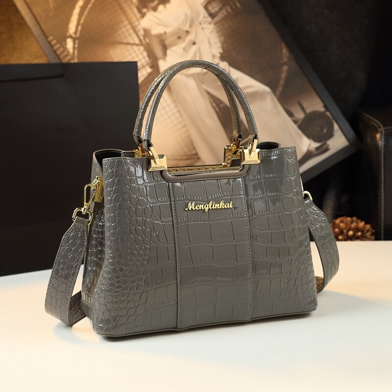 Genuine Leather Women Handbag 2022 New Fashion Brand Crocodile Pattern Lady Portable Tote Bag Shoulder Crossbody Bags For Female