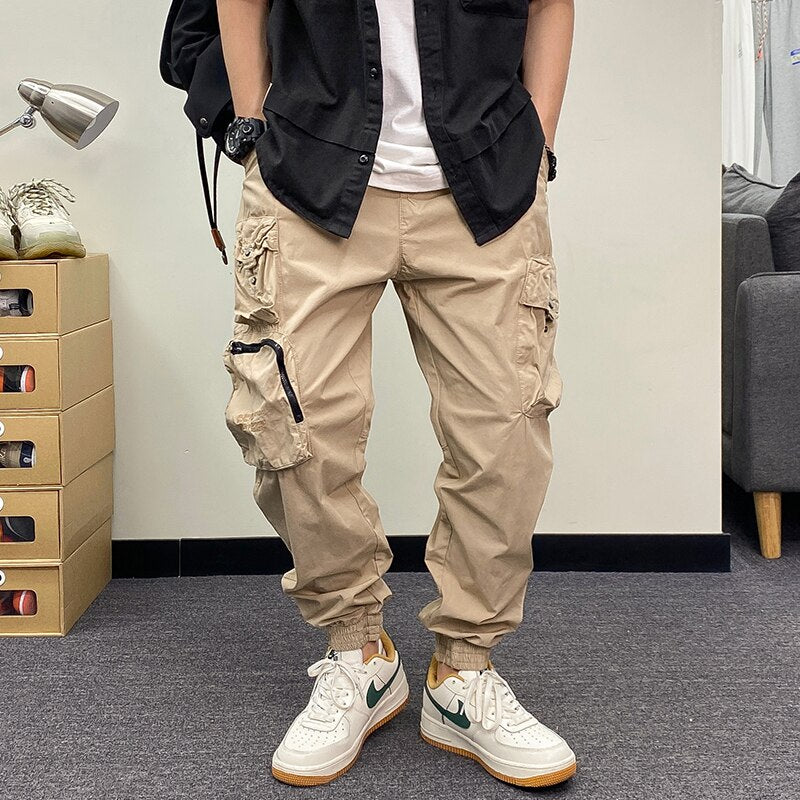 2023 Spring Summer Thin Multi-Pocket Casual Cargo Pants Harajuku Joggers Men Clothing Japanese Streetwear Hip Hop Trousers Male