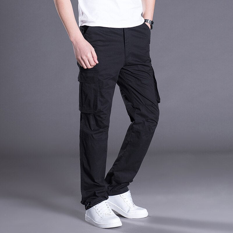 New Cargo Pants Men Spring Autumn Cotton Multi Pockets Streetwear Pants 2022 Military Camouflage Elastic Waist Long Trousers