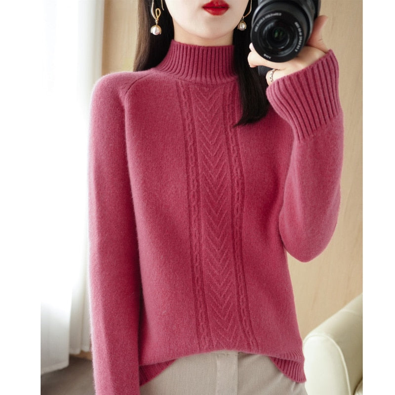 Autumn And Winter Explosive Knitwear Half Turtleneck Thick Warm Sweater Women&#39;s Fashion Languid Style Woolen Sweater Base