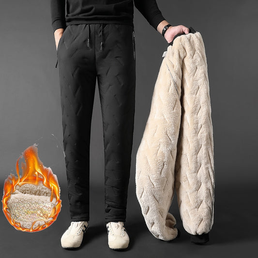 New Winter Men's Casual Pants Thick Warm Windproof Jogger Pants Men Solid Fleece Trouser Mens Warm Sweatpants Plus Size 7XL
