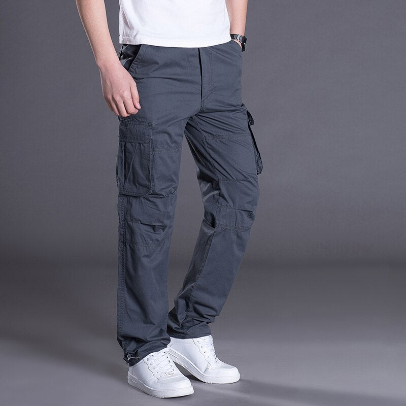 New Cargo Pants Men Spring Autumn Cotton Multi Pockets Streetwear Pants 2022 Military Camouflage Elastic Waist Long Trousers