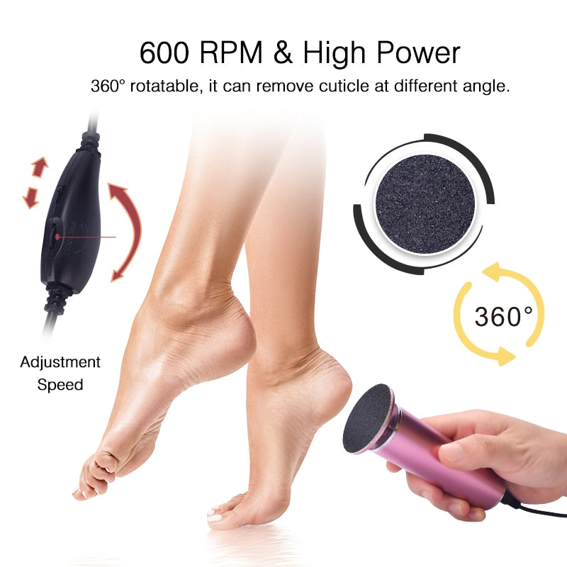 Electric Pedicure Tools Foot Care File Leg Heels Remove Dead Skin Callus Remover Feet Clean Care Machine &amp; Replacement Sandpaper