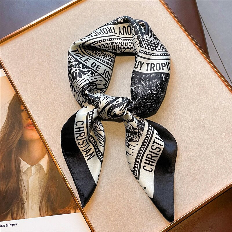 Design Silk Feeling Square Scarf Women Luxury 70cm Shawl Wraps Female Hair Hand  Wrist Foulard Headkerchief Hijab Bandana New