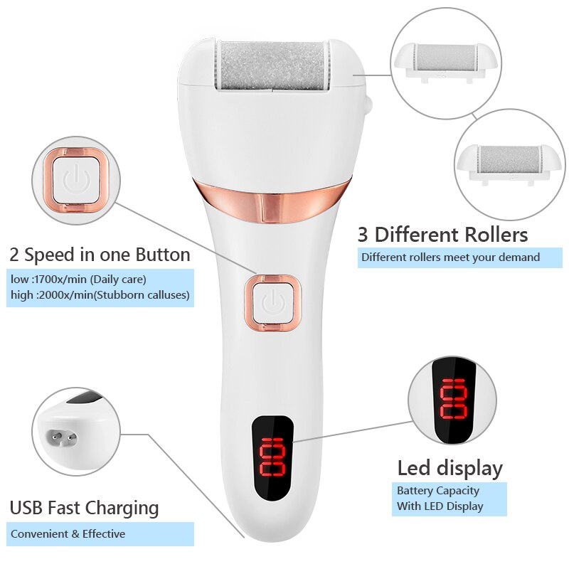 Electric Callus Remover Professional Pedicure Feet Tools Waterproof Foot Care Tools Foot File Hard Skin Remover Rechargeable