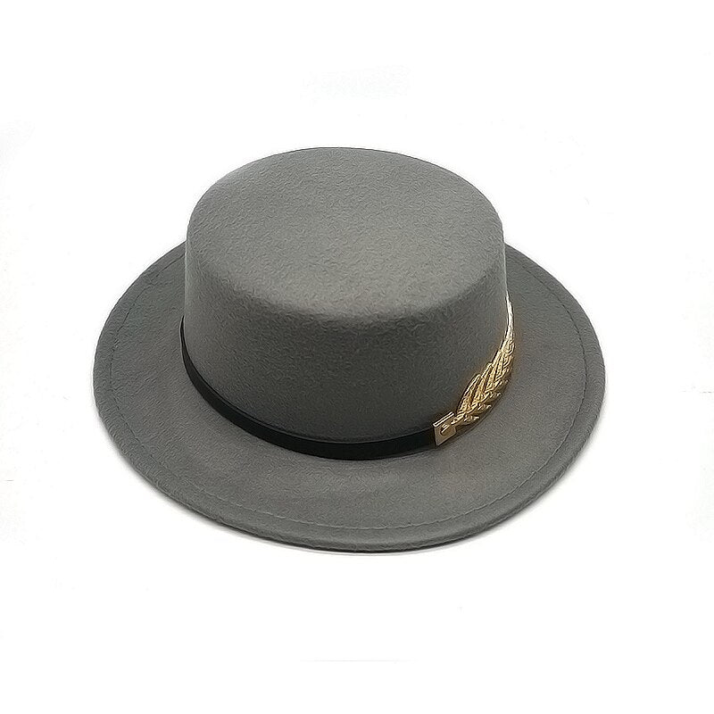 Autumn Winter Women Men Wool Vintage Trilby Felt Fedora Hat Ribbon With Wide Brim Gentleman Elegant  For Lady Flat top Jazz Caps