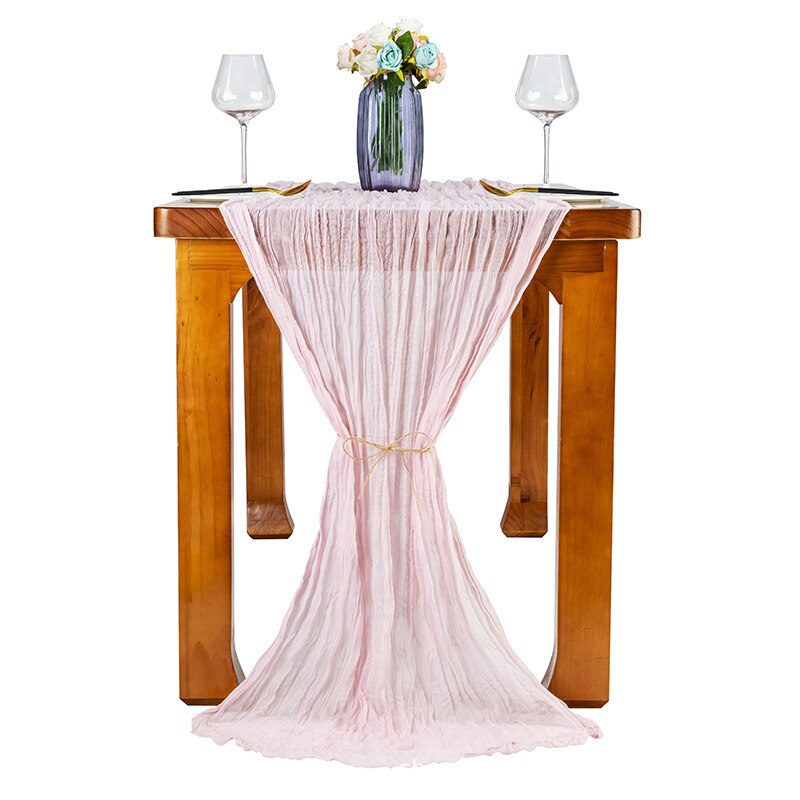 Luxury Table Runner Dinning Table Decoration Rustic Boho Wedding Party Bridal Shower Birthday cheesecloth gauze table runner