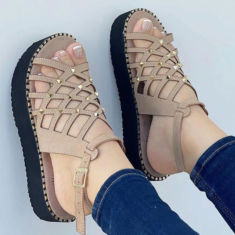 Women Sandals 2022 New Shoes Pointed Toe Buckle Strap Women&#39;s Sandals Thick Bottom Hollow Out Sexy Shoes For Women Footwear