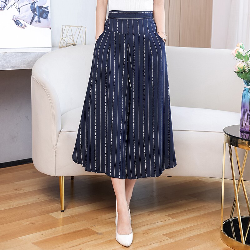 2023 New Summer Wide Leg Pants Women High Quality Loose Bohemian High Waist Skirt Pants Summer Vintage Trousers Women Bottoms