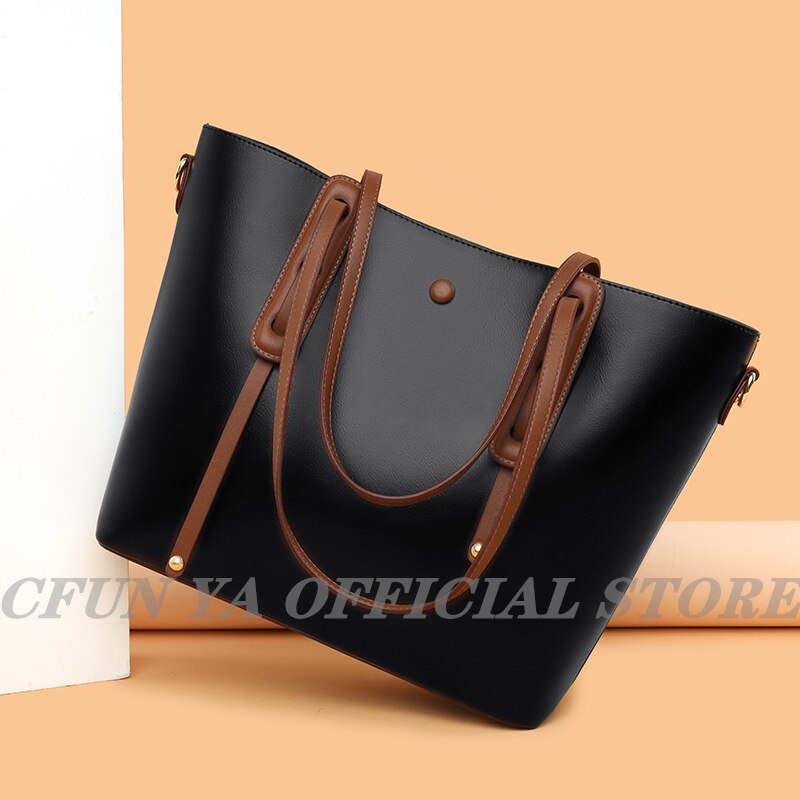 CFUN YA Luxury Cow Leather Tote Bag For Women Ladies Handbags Big Top Handle Bag Large Female 2022 Office Hand Shoulder Pack