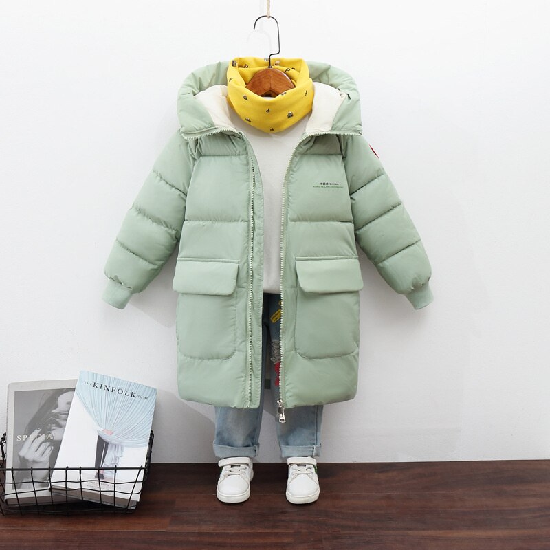 2-12Y Kids Down Long Outerwear Winter Clothes Teen Boys Girls Cotton-Padded Parka Coats Big Children Thicken Warm Cotton Jackets