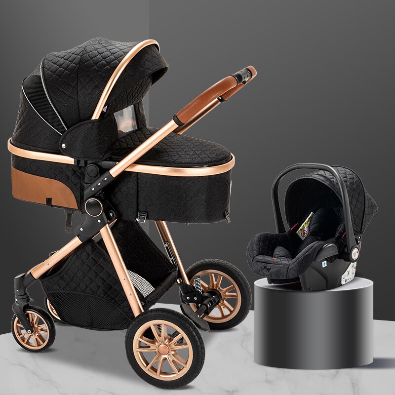 Multi-functional 3 in 1 Baby Stroller High landscape Can Sit Reclining Light Folding Two-way Eggshell design Baby Stroller